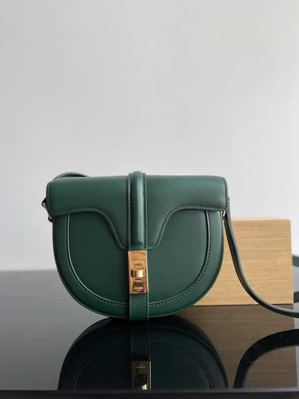 Replica New Cheap Top Quality Celine Dark Green Ebesace Shoulder Crossbody Bag